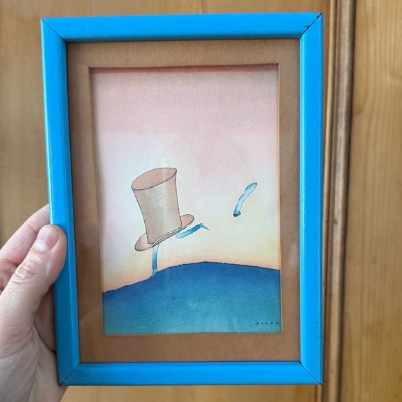 Jean-Michel Folon Other - Vintage artist Folon "le chapelier d'Alice" / "Alice's hatter" / "Der Hutmacher”